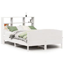Bed Met Boekenkast Zonder Matras Grenenhout 120 x 200 cm Wit