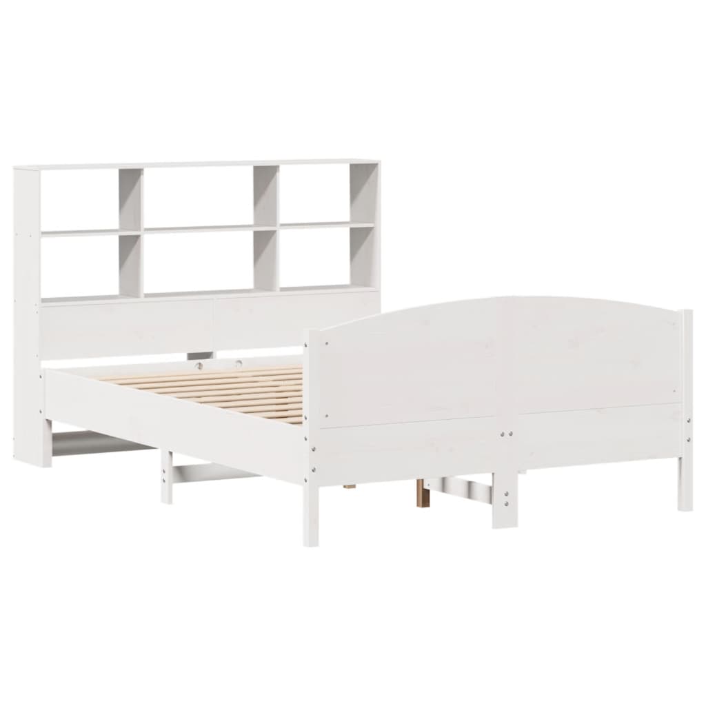 Bed Met Boekenkast Zonder Matras Grenenhout 120 x 200 cm Wit