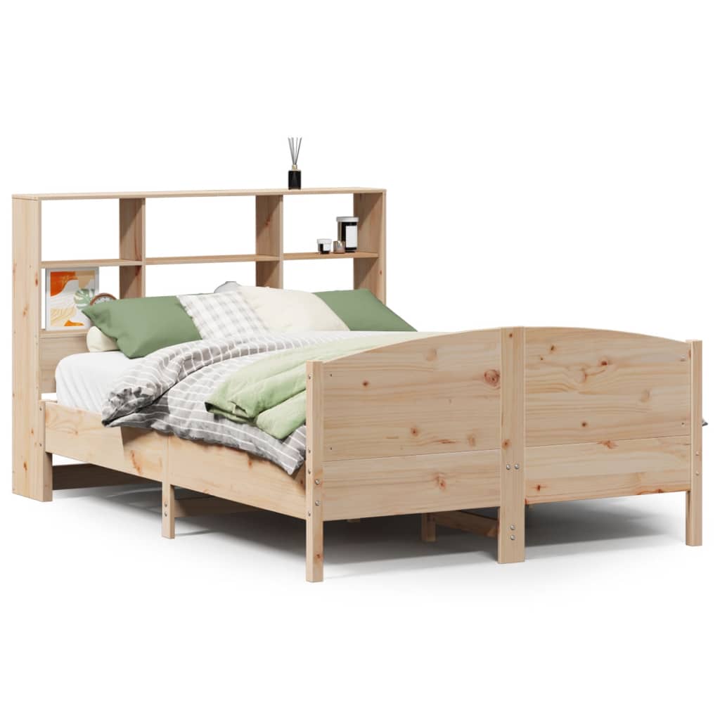 Bed met boekenkast zonder matras massief grenenhout 140x190 cm