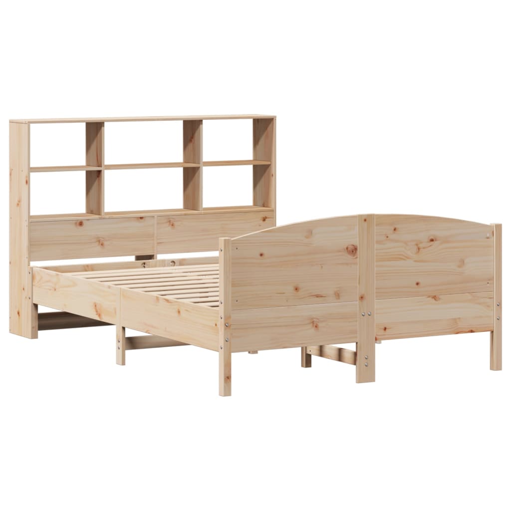 Bed met boekenkast zonder matras massief grenenhout 140x190 cm