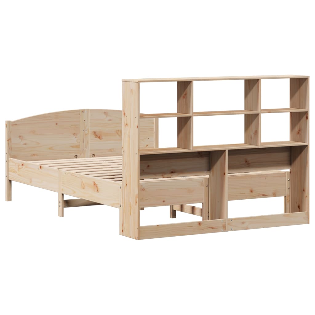 Bed met boekenkast zonder matras massief grenenhout 140x190 cm