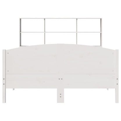 Bed met boekenkast zonder matras grenenhout wit 140x190 cm
