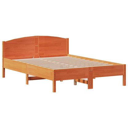 Bed met boekenkast zonder matras grenenhout wasbruin 140x190 cm