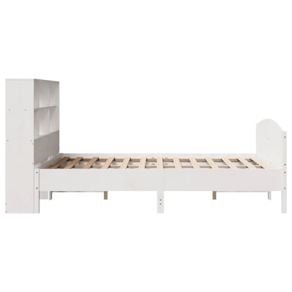 Bed Met Boekenkast Zonder Matras Grenenhout 120 x 190 cm Wit