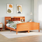 Bed met boekenkast zonder matras grenenhout wasbruin 200x200 cm