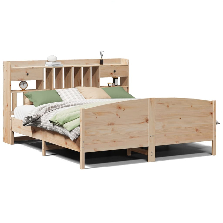 Bed met boekenkast zonder matras massief grenenhout 180x200 cm