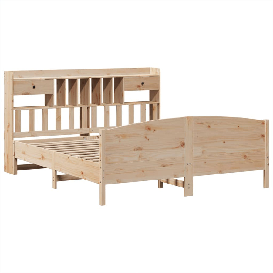 Bed met boekenkast zonder matras massief grenenhout 180x200 cm