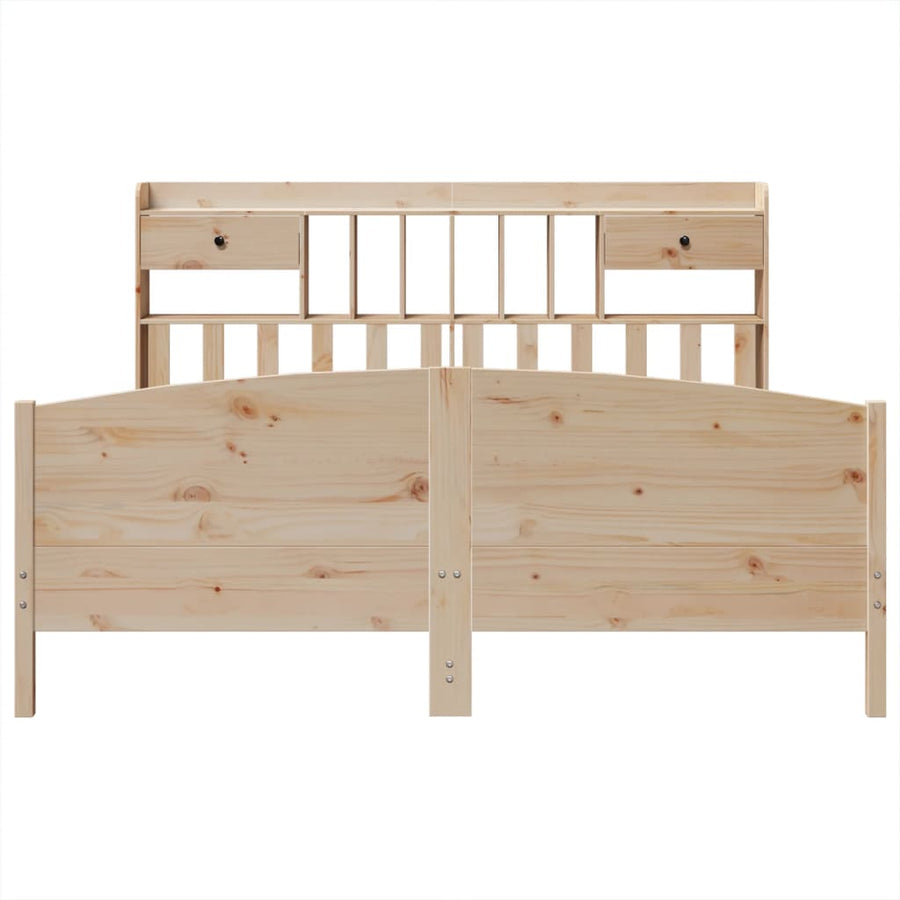 Bed met boekenkast zonder matras massief grenenhout 180x200 cm