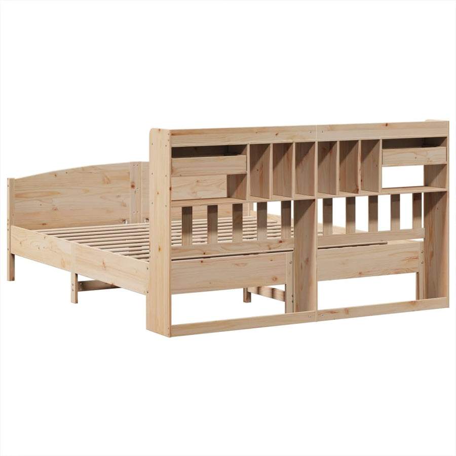 Bed met boekenkast zonder matras massief grenenhout 180x200 cm