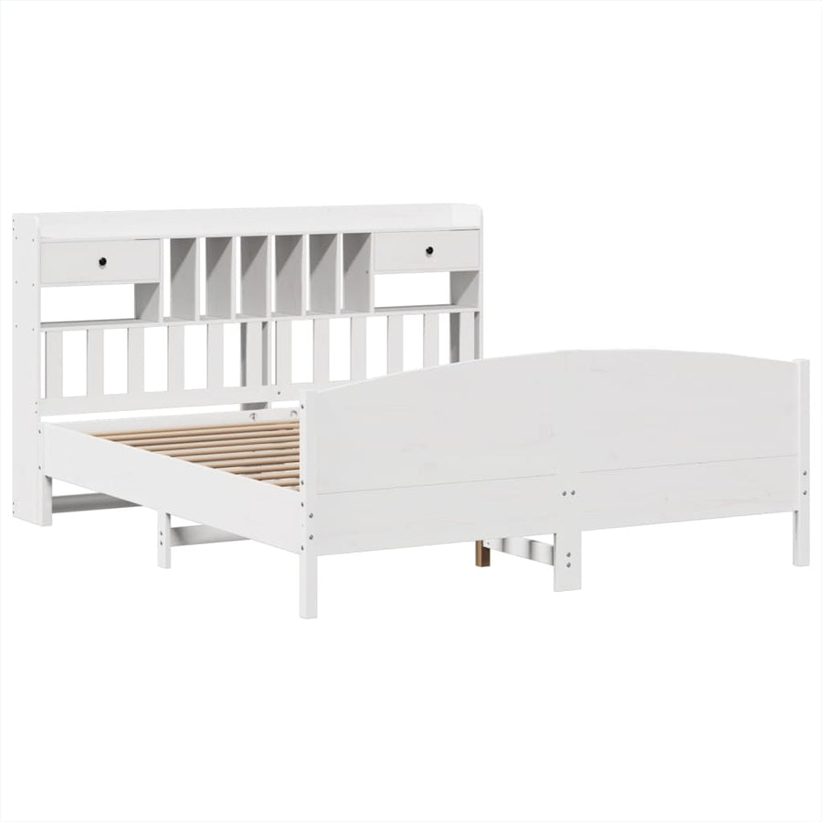 Bed met boekenkast zonder matras grenenhout wit 180x200 cm