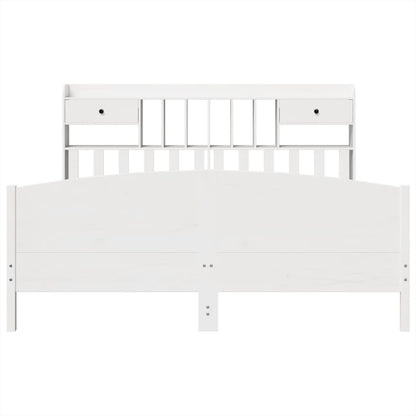 Bed met boekenkast zonder matras grenenhout wit 180x200 cm