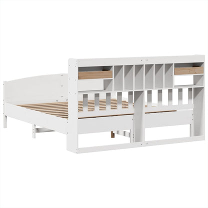Bed met boekenkast zonder matras grenenhout wit 180x200 cm