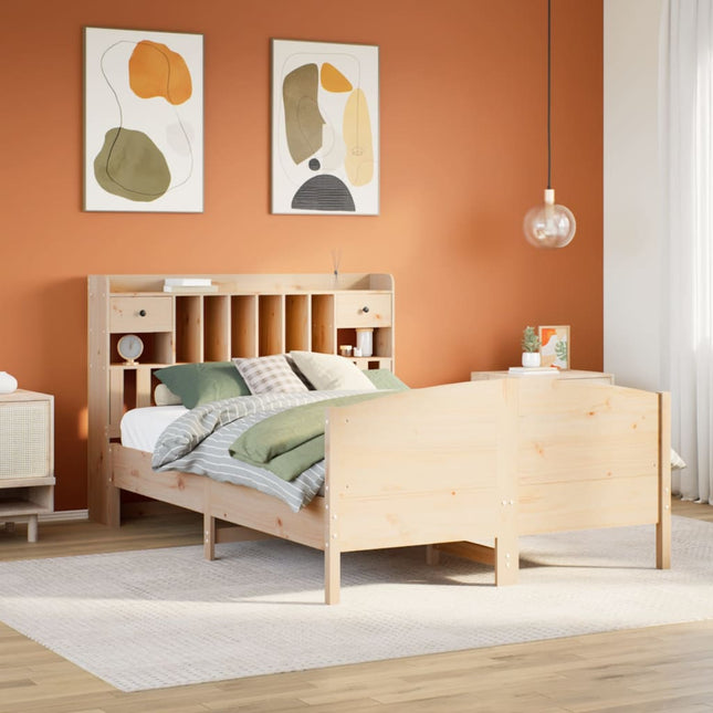 Bed met boekenkast zonder matras massief grenenhout 160x200 cm