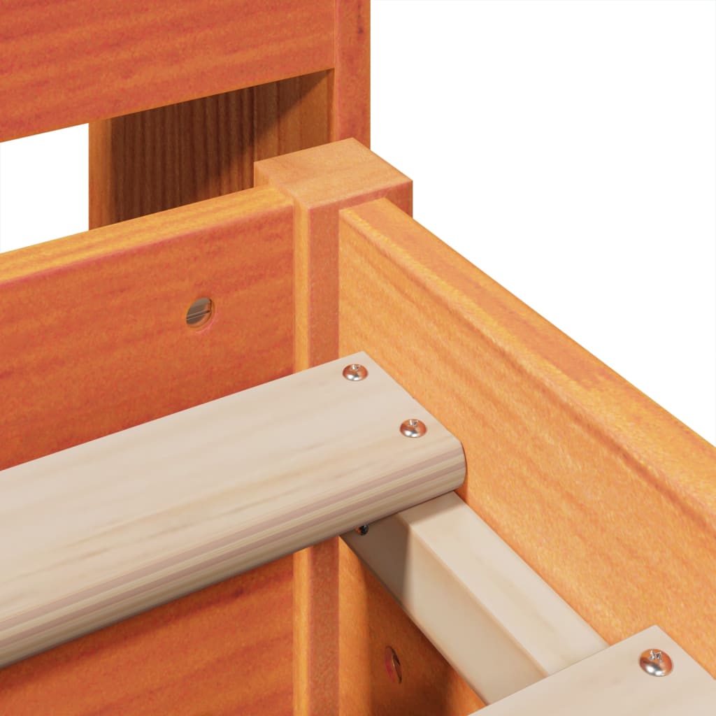 Bed met boekenkast zonder matras grenenhout wasbruin 160x200 cm