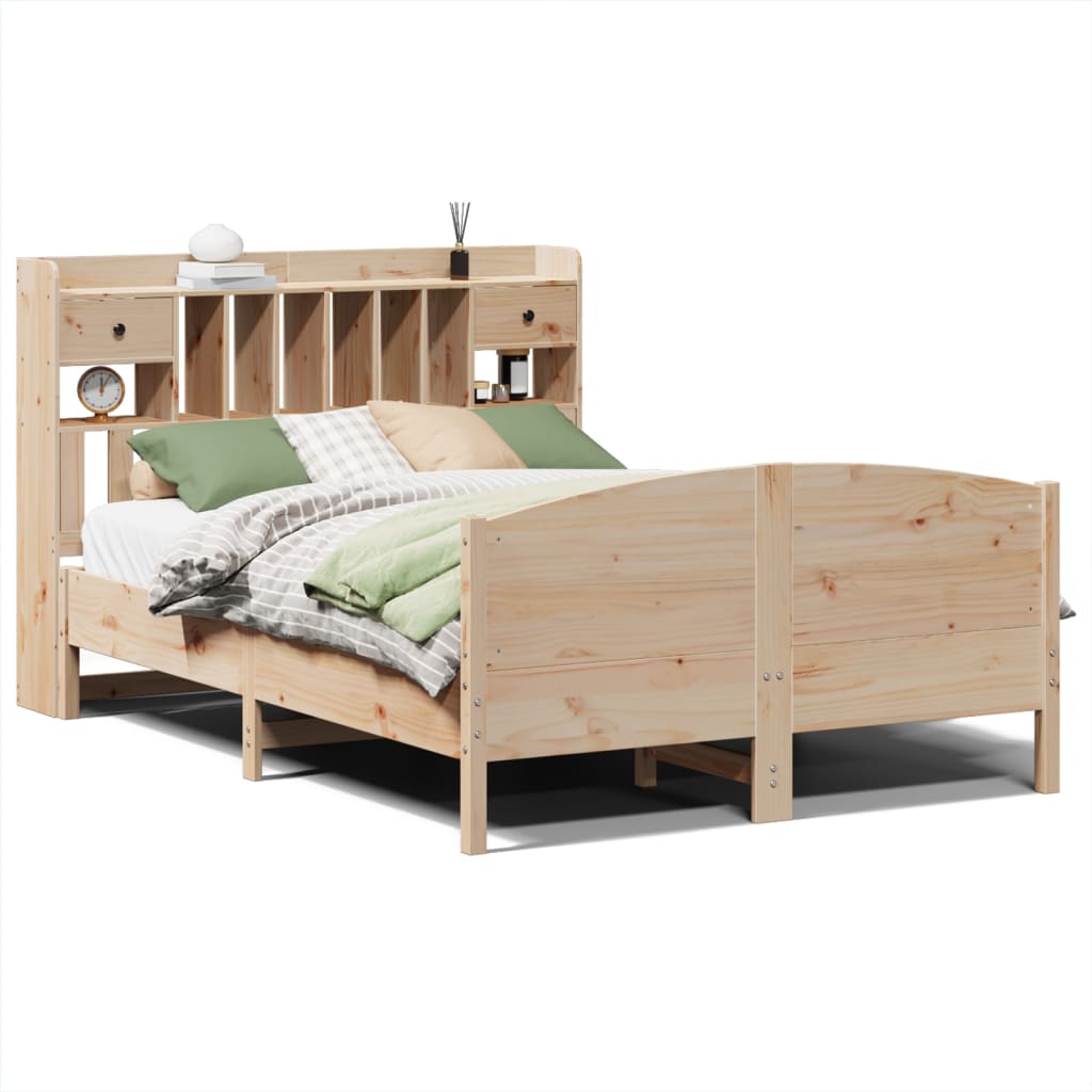 Bed met boekenkast zonder matras massief grenenhout 150x200 cm