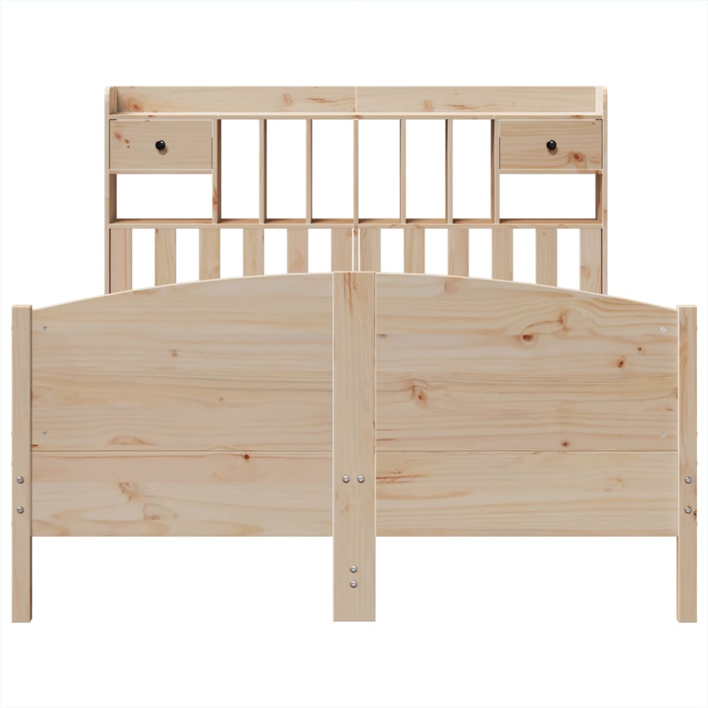 Bed met boekenkast zonder matras massief grenenhout 150x200 cm