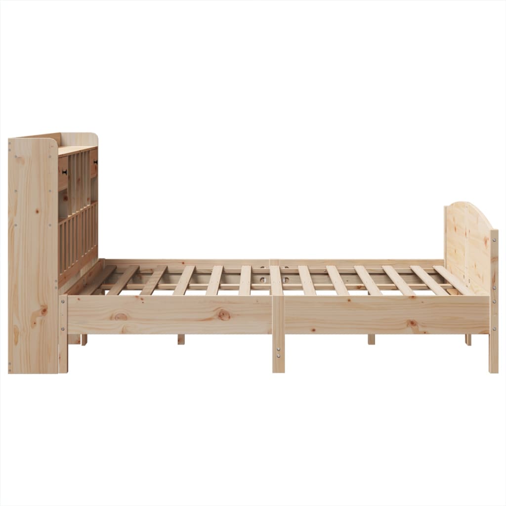 Bed met boekenkast zonder matras massief grenenhout 150x200 cm