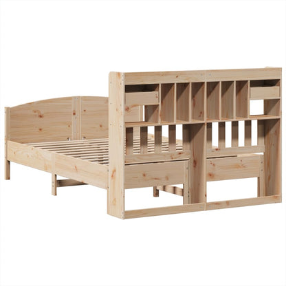 Bed met boekenkast zonder matras massief grenenhout 150x200 cm