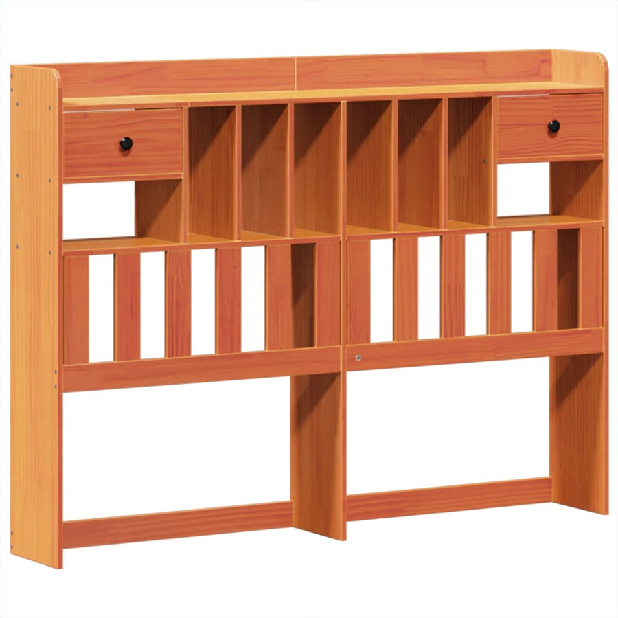 Bed met boekenkast zonder matras grenenhout wasbruin 150x200 cm