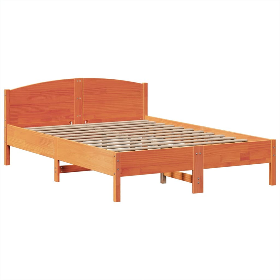 Bed met boekenkast zonder matras grenenhout wasbruin 150x200 cm