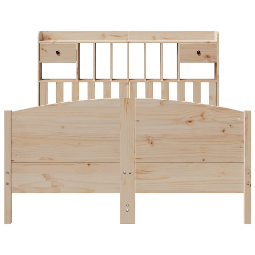 Bed met boekenkast zonder matras massief grenenhout 140x200 cm