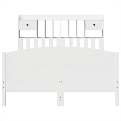 Bed met boekenkast zonder matras grenenhout wit 140x200 cm