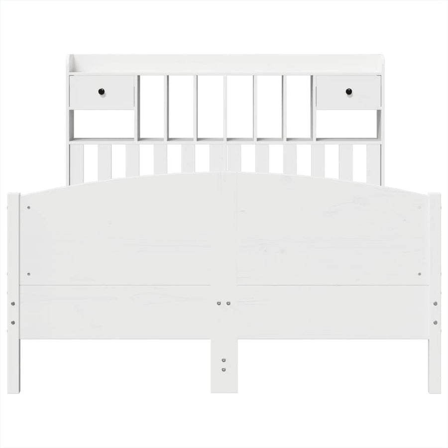 Bed met boekenkast zonder matras grenenhout wit 140x200 cm