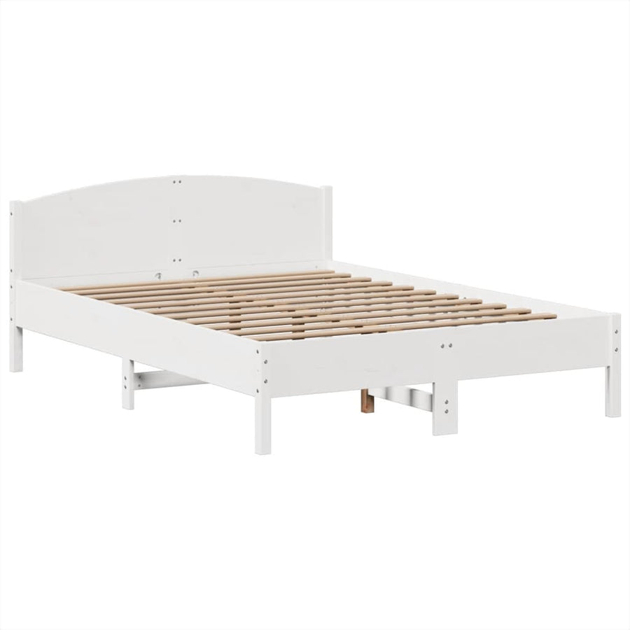 Bed met boekenkast zonder matras grenenhout wit 140x200 cm