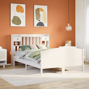 Bed 140x200 cm grenenhout wit met boekenkast