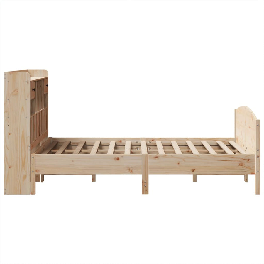 Bed met boekenkast zonder matras massief grenenhout 135x190 cm