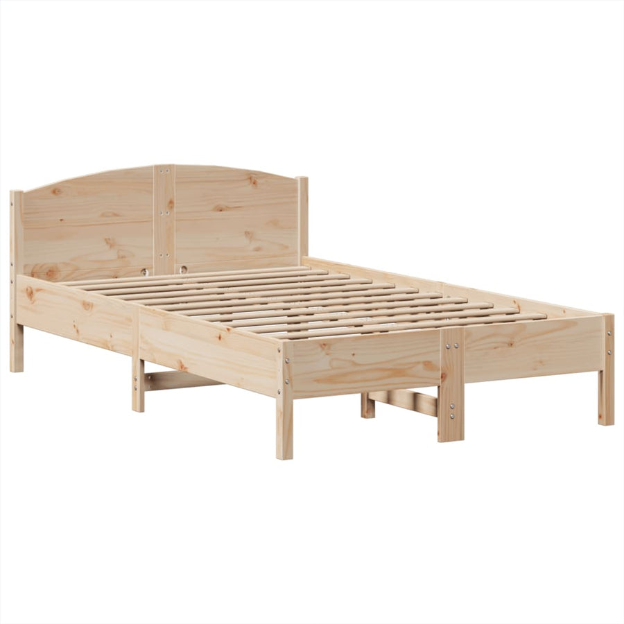 Bed met boekenkast zonder matras massief grenenhout 135x190 cm