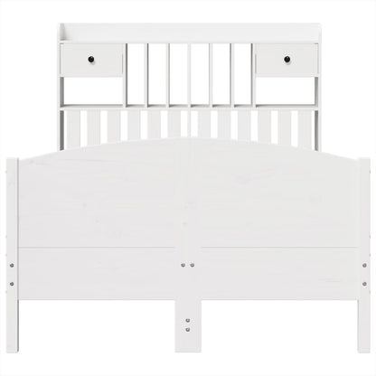 Bed met boekenkast zonder matras grenenhout wit 135x190 cm