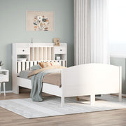Bed met boekenkast grenenhout wit 135x190 cm