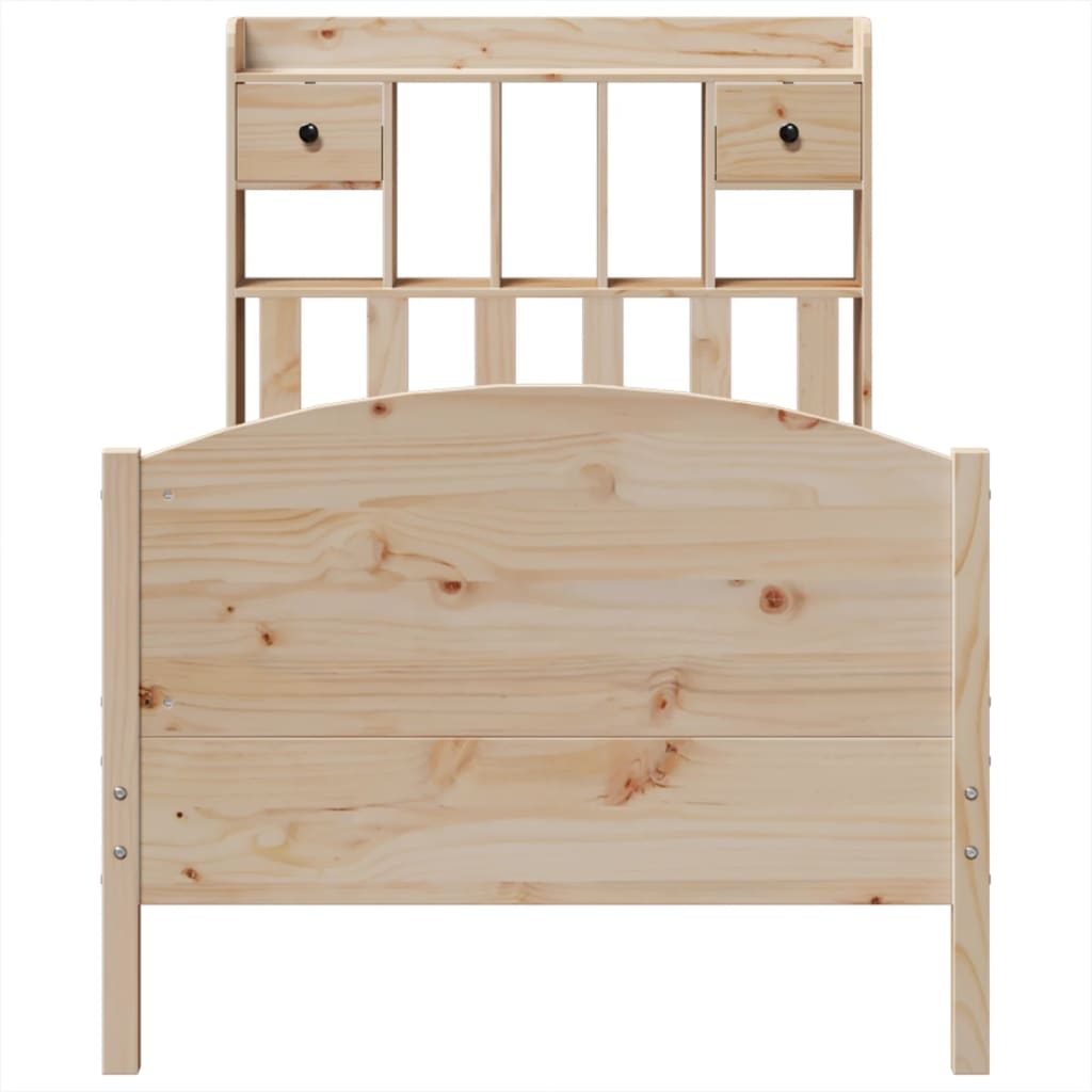 Bed met boekenkast zonder matras massief grenenhout 100x200 cm