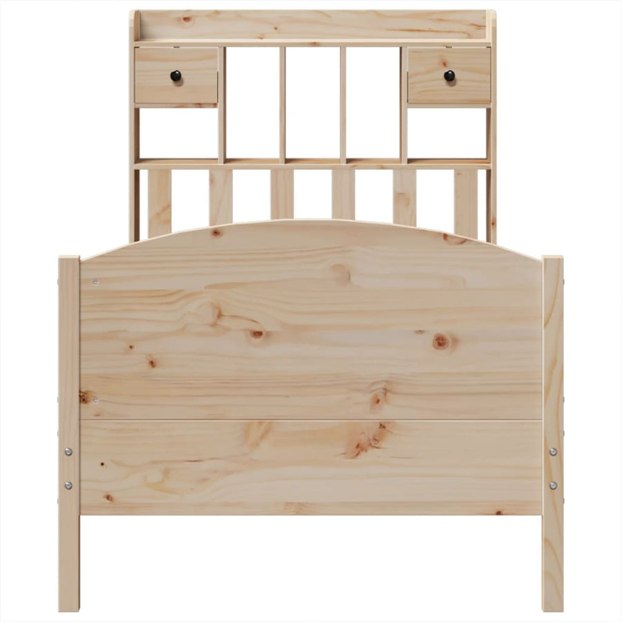 Bed met boekenkast zonder matras massief grenenhout 100x200 cm