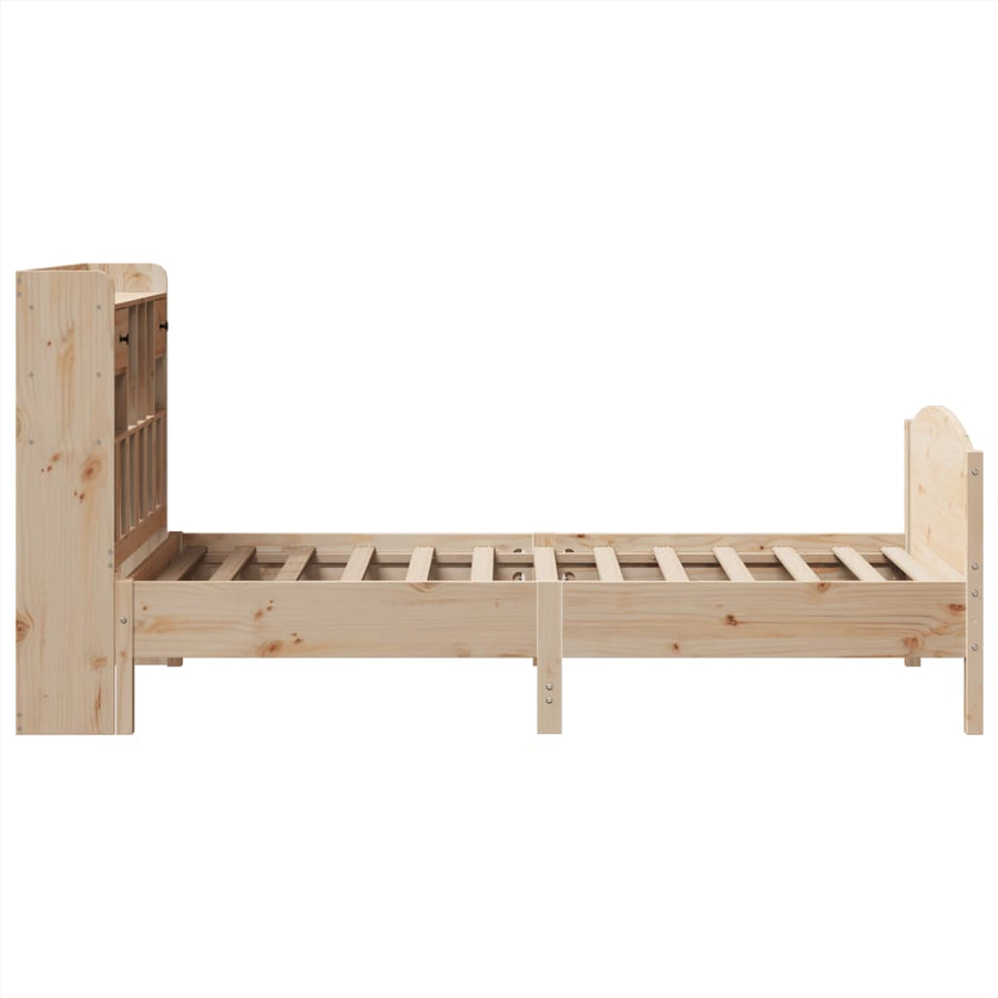 Bed met boekenkast zonder matras massief grenenhout 100x200 cm