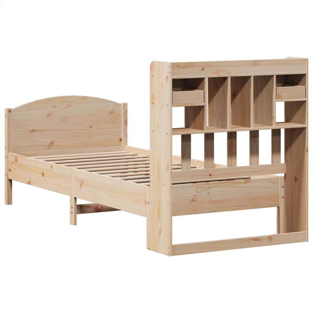 Bed met boekenkast zonder matras massief grenenhout 100x200 cm