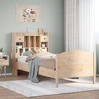 Bed met boekenkast zonder matras massief grenenhout 100x200 cm