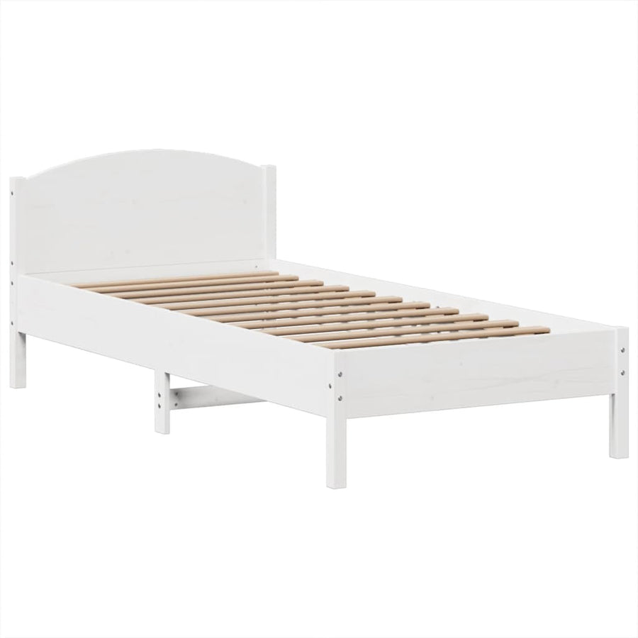 Bed met boekenkast zonder matras grenenhout wit 90x200 cm