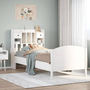 Bed met boekenkast grenenhout wit 75x190 cm