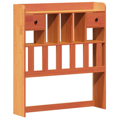 Bed met boekenkast zonder matras grenenhout wasbruin 75x190 cm