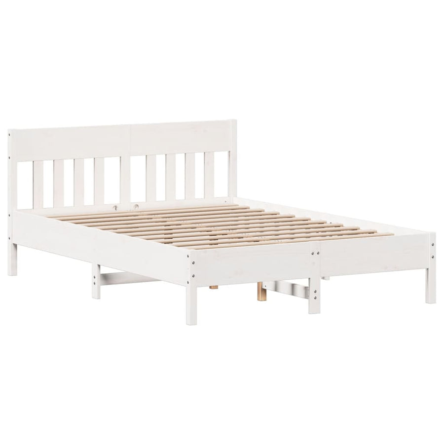 Bed met boekenkast zonder matras grenenhout wit 150x200 cm