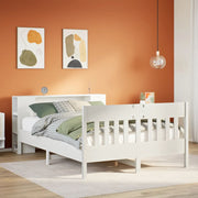 Bed met boekenkast grenenhout wit 150x200 cm