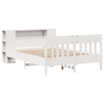 Bed met boekenkast zonder matras grenenhout wit 140x200 cm