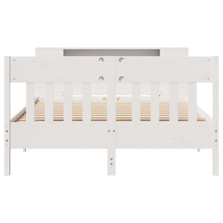 Bed met boekenkast zonder matras grenenhout wit 140x200 cm
