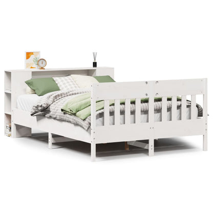 Bed met boekenkast zonder matras grenenhout wit 120x200 cm