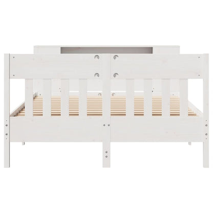 Bed met boekenkast zonder matras grenenhout wit 120x200 cm