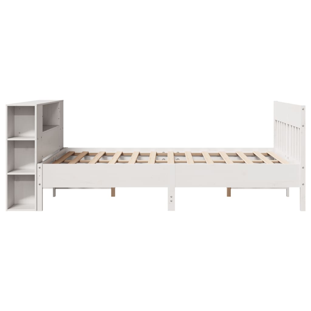 Bed met boekenkast zonder matras grenenhout wit 120x200 cm