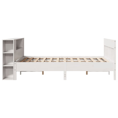 Bed met boekenkast zonder matras grenenhout wit 120x200 cm