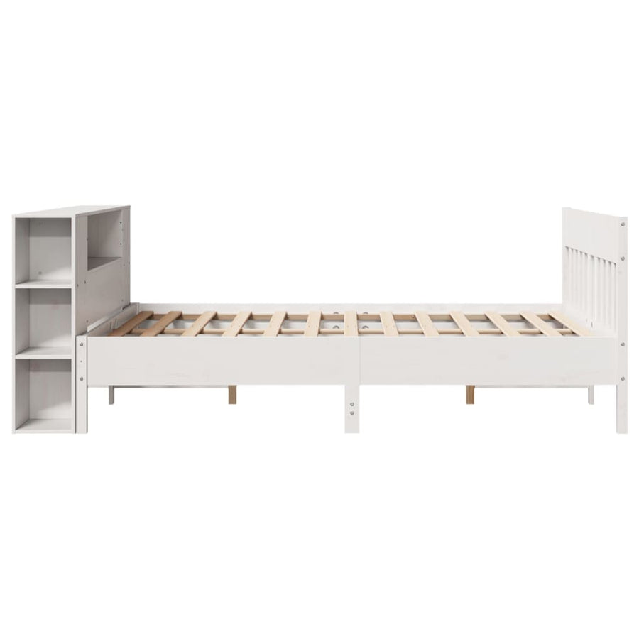 Bed met boekenkast zonder matras grenenhout wit 140x190 cm